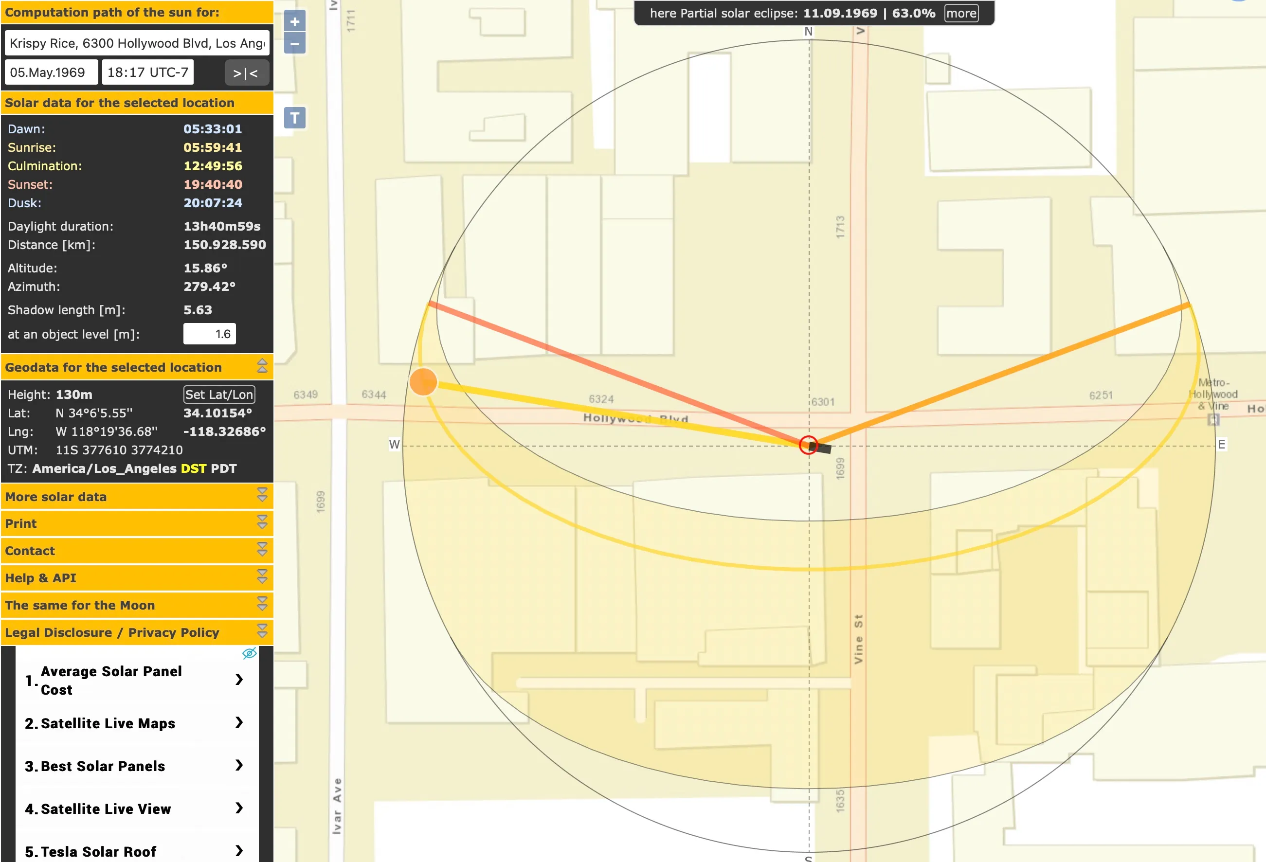Los Angeles, SunCalc